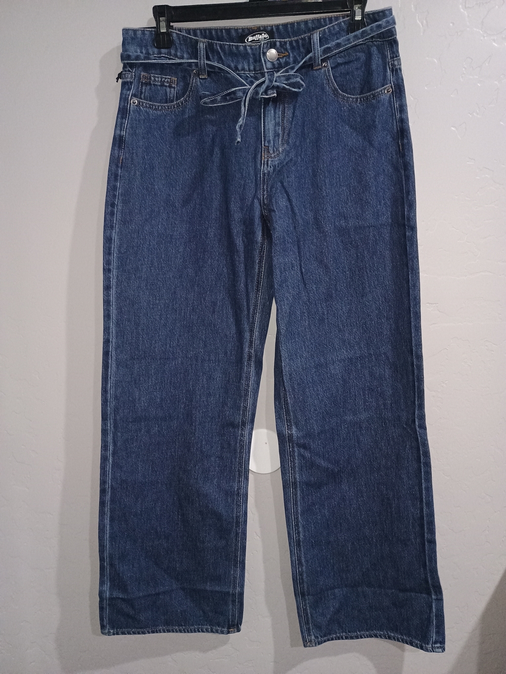 Buffalo David Bitton Women's Dark Blue Wide-Leg Tie-Waist Jeans